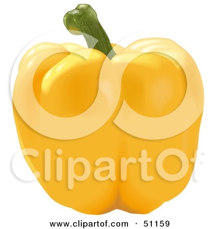 Royalty-Free (RF) Clipart Illustration of a Fresh Yellow Bell Pepper and Stem by dero