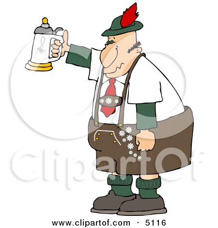 German Man Celebrating Oktoberfest with a Beer Stein Clipart by djart