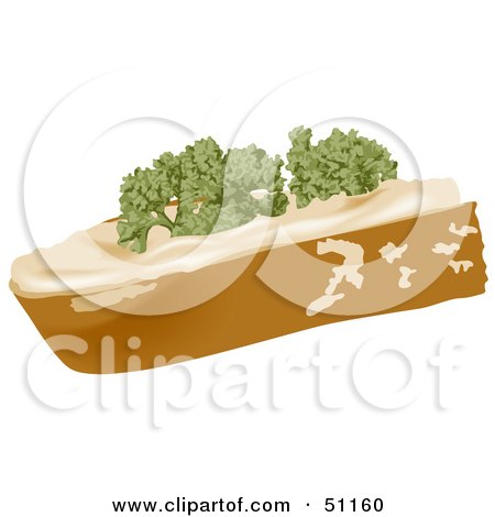 Royalty-Free (RF) Clipart Illustration of a Slice Of Bread With Cream Cheese And Parsley by dero
