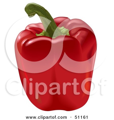 Royalty-Free (RF) Clipart Illustration of a Fresh Red Bell Pepper and Stem by dero