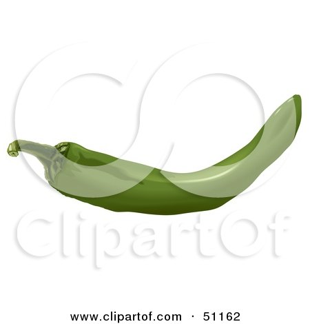 Royalty-Free (RF) Clipart Illustration of a Long and Skinny Green Pepper by dero