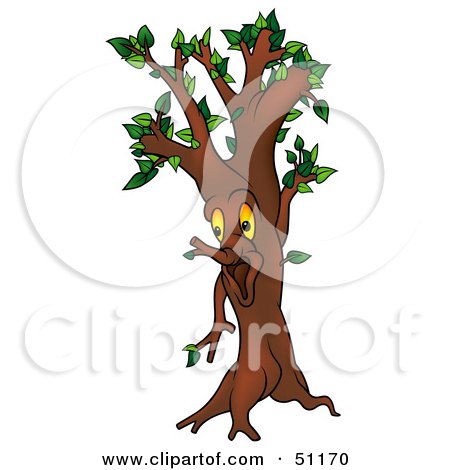 Royalty-Free (RF) Clipart Illustration of a Yellow Eyed Ent Tree - Version 2 by dero
