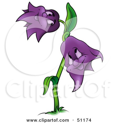 Royalty-Free (RF) Clipart Illustration of Two Purple Bell Flowers - Version 2 by dero