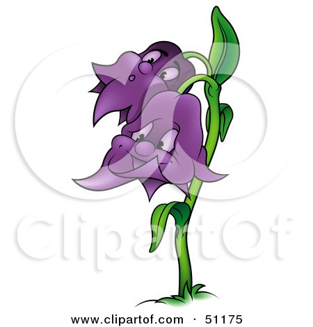 Royalty-Free (RF) Clipart Illustration of Two Purple Bell Flowers - Version 1 by dero