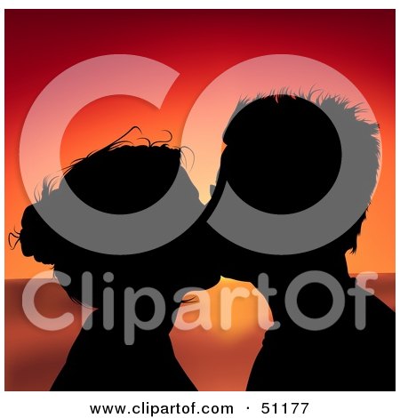 Royalty-Free (RF) Clipart Illustration of a Silhouetted Couple at Sunset - Version 10 by dero