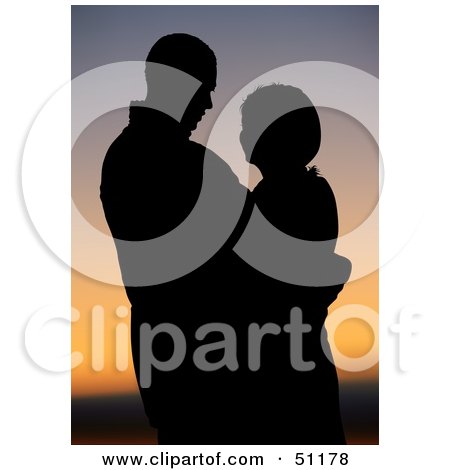 Royalty-Free (RF) Clipart Illustration of a Silhouetted Couple at Sunset - Version 5 by dero
