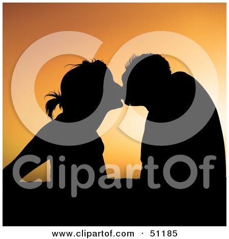 Royalty-Free (RF) Clipart Illustration of a Silhouetted Couple at Sunset - Version 3 by dero