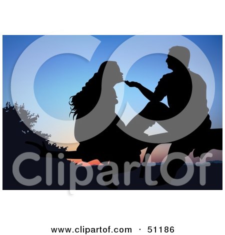 Royalty-Free (RF) Clipart Illustration of a Silhouetted Couple at Sunset - Version 8 by dero