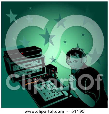 Royalty-Free (RF) Clipart Illustration of a Male DJ - Version 13 by dero