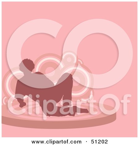 Royalty-Free (RF) Clipart Illustration of a Reclined Male Silhouette on Pink by dero