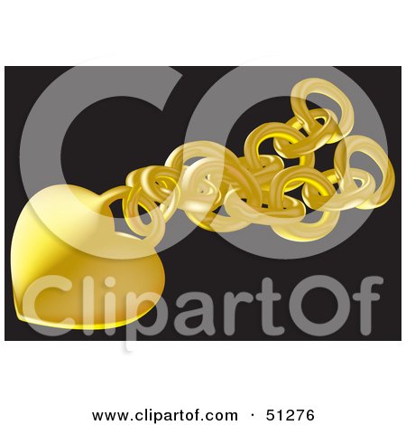 Royalty-Free (RF) Clipart Illustration of a Golden Heart Charm on a Chain by dero