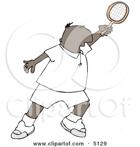 Ethnic Man Playing Tennis Clipart by djart