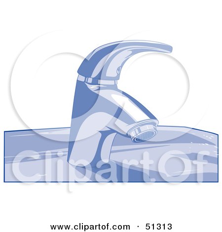 Royalty-Free (RF) Clipart Illustration of a Blue Toned Sink Faucet by dero