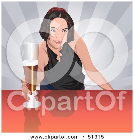 Royalty-Free (RF) Clipart Illustration of a Pretty Bar Maid Serving a Beer by dero