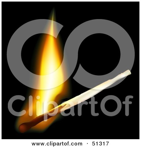 Royalty-Free (RF) Clipart Illustration of a Burning Match With a Yellow Flame by dero