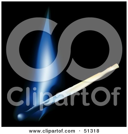 Royalty-Free (RF) Clipart Illustration of a Burning Match With a Blue Flame by dero
