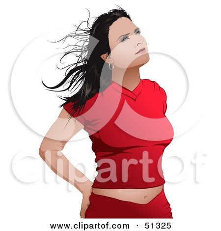 Royalty-Free (RF) Clipart Illustration of a Woman Dressed in Red by dero