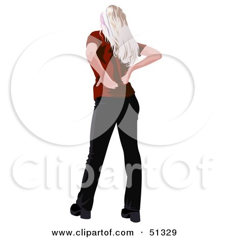 Royalty-Free (RF) Clipart Illustration of a Blond Woman With Lower Back Pain by dero