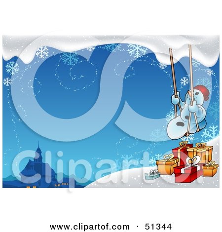 Royalty-Free (RF) Clipart Illustration of a Christmas Snowman Background - Version 2 by dero