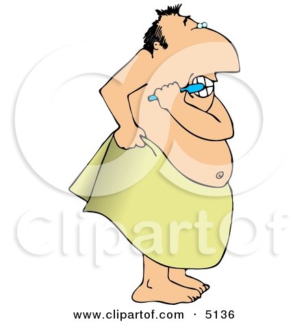 Man Brushing His Teeth with Toothpaste and Toothbrush Clipart by djart