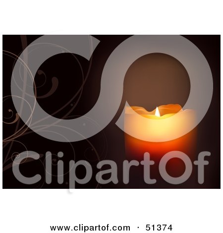 Clipart Illustration of a Glowing Candle With Vines by dero