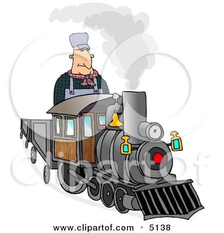 Male Train Engineer Driving and Operating a Train Clipart by djart