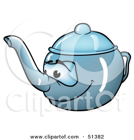 Royalty-Free (RF) Clipart Illustration of a Friendly Blue Teapot by dero