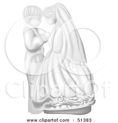 Clipart Illustration of a Cute Wedding Couple Holding Hands by dero