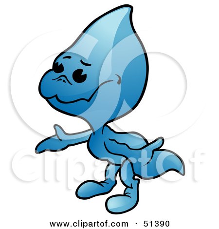 Royalty-Free (RF) Clipart Illustration of a Cute Blue Water Drop Guy by dero