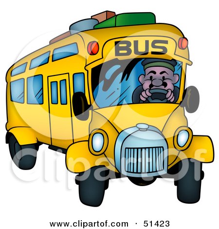 Royalty-Free (RF) Clipart Illustration of a Bus Driver Turning His Bus by dero