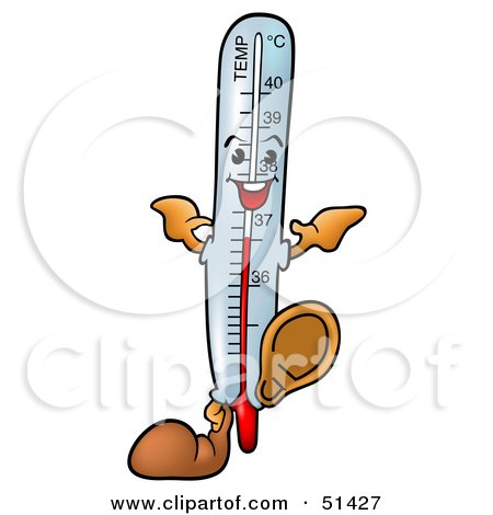 Royalty-Free (RF) Clipart Illustration of a Happy Walking Thermometer by dero