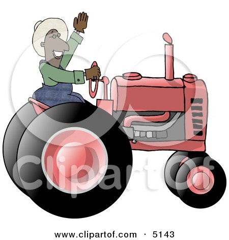 Male Ethnic Farmer Waving Hello On a Tractor Clipart by djart