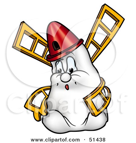 Royalty-Free (RF) Clipart Illustration of a Cute Windmill Character - Version 1 by dero