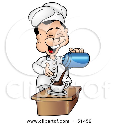 Royalty-Free (RF) Clipart Illustration of a Chef Pouring Coffee by dero