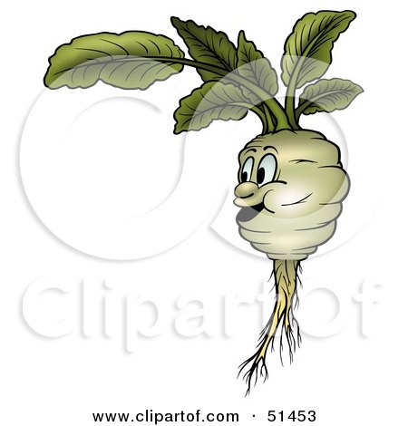 Royalty-Free (RF) Clipart Illustration of a Happy Green German Turnip Kohlrabi Guy by dero