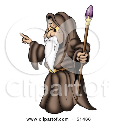 Royalty-Free (RF) Clipart Illustration of a Male Wizard in a Brown Cloak by dero