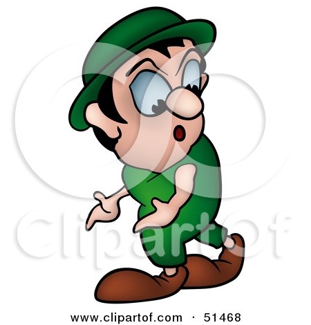 Royalty-Free (RF) Clipart Illustration of a Walking Gnome Looking Back by dero
