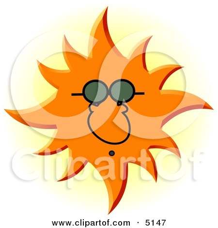 Conceptual Sun Wearing UV Protective Sunglasses Clipart by djart