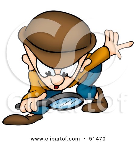 Royalty-Free (RF) Clipart Illustration of a Detective Bending Over And Investigating by dero