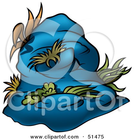 Clipart Illustration of a Blue Coral Rock by dero
