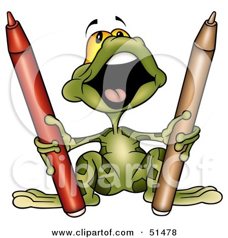 Royalty-Free (RF) Clipart Illustration of a Creative Frog With Two Markers by dero
