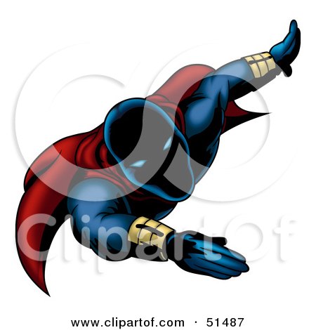 Royalty-Free (RF) Clipart Illustration of a Flying Superhero Man by dero