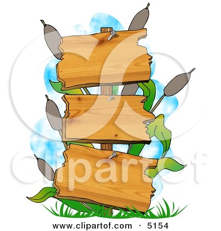 Blank Swamp Signs with Cattails and Grasses Clipart by djart