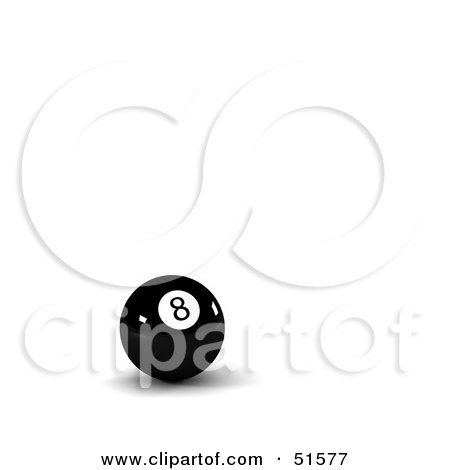 Royalty-Free (RF) Clipart Illustration of a Black Billiards Eight Ball On A White Surface by stockillustrations