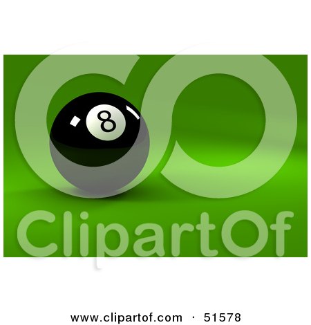 Royalty-Free (RF) Clipart Illustration of a Black Billiards Eight Ball On A Green Surface by stockillustrations