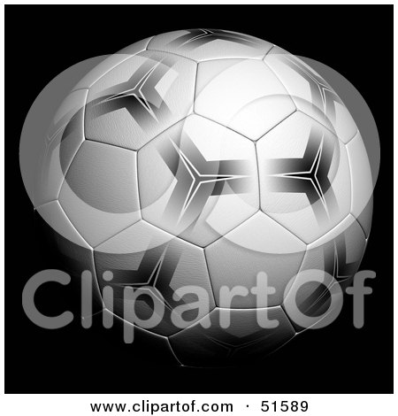Royalty-Free (RF) Clipart Illustration of a Patterned Soccer Ball on Black by stockillustrations