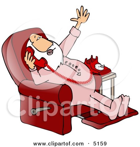 Santa Talking On a Phone While Sitting in a Reclined Chair Clipart by djart