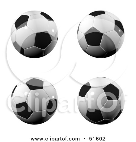 Royalty-Free (RF) Clipart Illustration of a Digital Collage Of Four Soccer Balls by stockillustrations