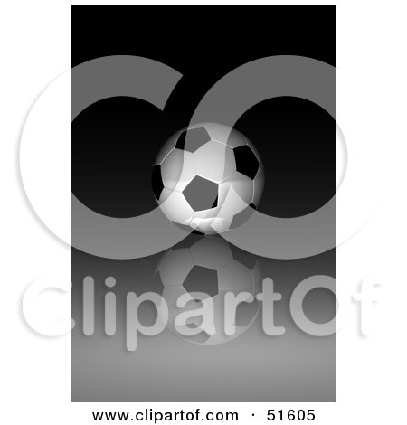 Royalty-Free (RF) Clipart Illustration of a Soccer Ball On A Reflective Surface In The Dark by stockillustrations