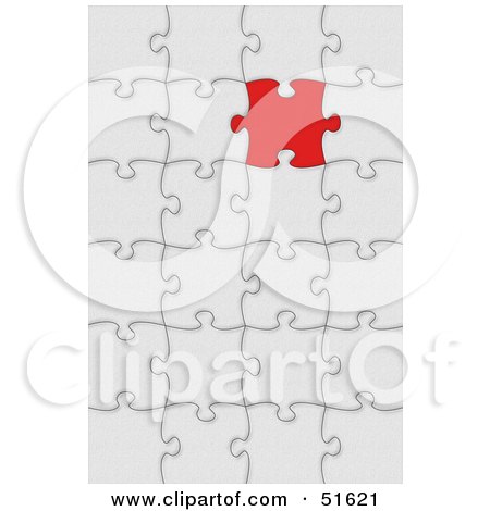 Royalty-Free (RF) Clipart Illustration of a Blank Puzzle Piece Space Showing Red by stockillustrations